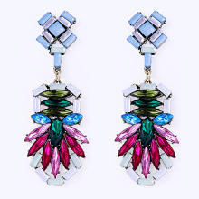 Crystal Earrings Zinc Alloy with Crystal & Acrylic antique brass color plated faceted lead & cadmium free Sold By Pair
