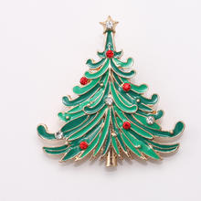 دبابيس عيد الميلاد, سبائك الزنك, شجرة الميلاد, لون الذهب مطلي, مجوهرات عيد الميلاد & مينا, الرصاص والكادميوم الحرة, 50x40mm, تباع بواسطة PC