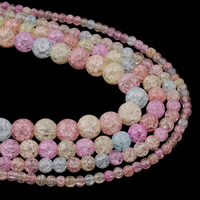 Knistern Quarz Perlen, rund, verschiedene Größen vorhanden, gemischte Farben, Bohrung:ca. 1mm, verkauft per ca. 15.5 ZollInch Strang