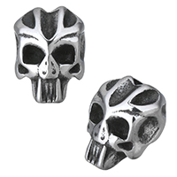 Stainless Steel European Beads Skull blacken Approx 3mm Sold By Lot