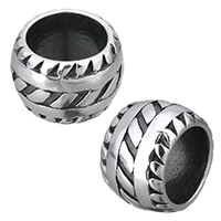 Stainless Steel Large Hole Beads Drum blacken Approx 9mm Sold By Lot