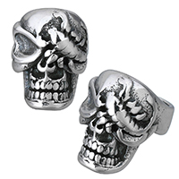 Stainless Steel Bracelet Finding Skull blacken Approx 8.5mm Sold By Lot