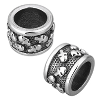 Stainless Steel Large Hole Beads Rondelle with skull pattern & blacken Approx 8.5mm Sold By Lot