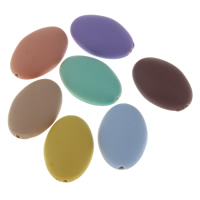 Solid Color Akril gyöngyök, Ovális, gumírozott & egyszínű, több színt a választás, 19x29x10mm, Lyuk:Kb 2mm, 500PC-k/Bag, Által értékesített Bag