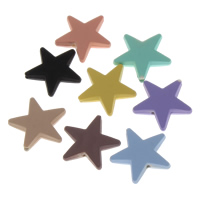 Solid Color Akril gyöngyök, Csillag, gumírozott & egyszínű, több színt a választás, 22x5mm, Lyuk:Kb 1mm, 500PC-k/Bag, Által értékesített Bag