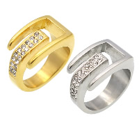 Stainless Steel Open Finger Ring plated Unisex & with rhinestone 12mm 4.5mm Sold By PC