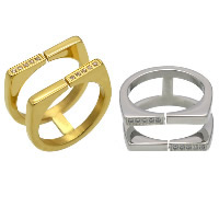 Roestvrij staal Manchet Finger Ring, plated, uniseks & verschillende grootte voor keus & met strass, meer kleuren voor de keuze, 11mm, 2.5mm, Verkocht door PC