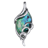 Natural Abalone Shell Pendants Brass with Abalone Shell platinum color plated oval chain nickel lead & cadmium free Approx Sold By PC