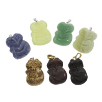 Gemstone Pendants Jewelry with Zinc Alloy platinum color plated mixed 9- Approx Sold By PC
