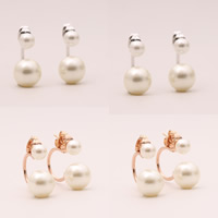 Zinc Alloy Split Earring with ABS Plastic Pearl stainless steel post pin plated detachable lead & cadmium free 10mm Sold By Pair
