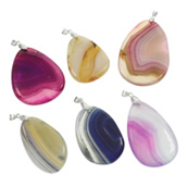 Agate Jewelry Pendants Mixed Agate with Zinc Alloy platinum color plated mixed 7- Approx Sold By Bag