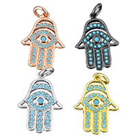 Cubic Zirconia Micro Pave Brass Pendant Hamsa plated micro pave cubic zirconia nickel lead & cadmium free Approx 2.8mm Sold By Lot