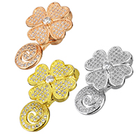 Brass Magnetic Clasp Flower plated micro pave cubic zirconia nickel lead & cadmium free Approx Sold By Lot