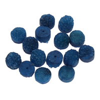 Naturlig Ice Quartz Agate perler, Flad Rund, Druzy stil & ingen hul, blå, 12x8-12x10mm, 5pc'er/Bag, Solgt af Bag