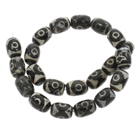 Natuurlijke Tibetaanse Agaat Dzi Beads, Drum, 13x17mm, Gat:Ca 1mm, Ca 21pC's/Strand, Per verkocht Ca 14.5 inch Strand