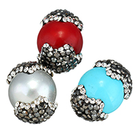 South Sea Shell Beads Clay Pave with South Sea Shell natural with rhinestone 13-15x19-21x13-15mm Approx 0.5mm Sold By Bag