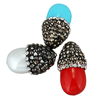 South Sea Shell Beads Clay Pave with South Sea Shell natural with rhinestone 10-12x21-23x10-12mm Approx 1mm Sold By Bag