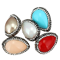 South Sea Shell Beads, Clay Pave, with South Sea Shell, Teardrop, natural, with rhinestone, more colors for choice, 18-20x26-28x14-16mm, Hole:Approx 1mm, 10PCs/Bag, Sold By Bag