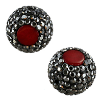 Natural Coral Beads Clay Pave with Natural Coral with rhinestone & mixed red 13-15x13-15x11-13mm Approx 1mm Sold By Bag