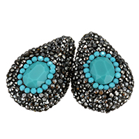 Turquoise Beads Clay Pave with rhinestone & mixed 19-22x27-29x11-13mm Approx 1mm Sold By Bag