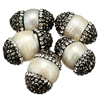 Naturliga sötvattenspärla lösa pärlor, Lera Pave, med Freshwater Pearl, med strass & blandad, 12-15x20-23x12-16mm, Hål:Ca 1mm, 10PC/Bag, Säljs av Bag