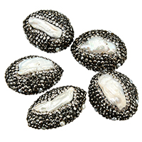 Naturales agua dulce perlas sueltas, Arcilla Pave, con Perlas cultivadas de agua dulce, con diamantes de imitación & mixto, 19-21x26-31x13-17mm, agujero:aproximado 1mm, 10PCs/Bolsa, Vendido por Bolsa