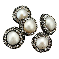 Natural Freshwater Pearl Loose Beads with Rhinestone Clay Pave mixed 14-16x10-12x14-16mm Approx 1mm Sold By Lot