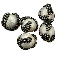 Přírodní sladkovodní perly perlí, Sladkovodní Pearl, s drahokamu jíl Pave, smíšený, 12-16x17-20x12-16mm, Otvor:Cca 1mm, 10PC/Lot, Prodáno By Lot