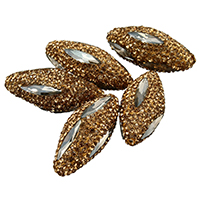 Perles cristal, Clay Pave, avec cristal, facettes & avec strass & mélangé, 14-18x33-36x14-17mm, Trou:Environ 1mm, 10PC/lot, Vendu par lot