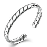 metal Anillo de dedo Cuff, chapado en color de plata, ajustable & para mujer, libre de níquel, plomo & cadmio, 3mm, tamaño:6-8, Vendido por UD