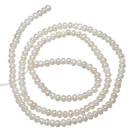 Bulvių išauginti gėlavandenių perlų karoliukai, Gėlo vandens perlų, Bulvė, natūralus, baltas, 3-4mm, Skylė:Apytiksliai 0.8mm, Parduota už Apytiksliai 15.3 Inch Strand