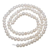 Barock odlad sötvattenspärla pärlor, Freshwater Pearl, Rund, vit, 4-5mm, Hål:Ca 0.8mm, Såld Per Ca 14.5 inch Strand