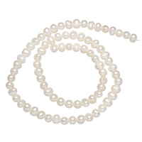 Bulvių išauginti gėlavandenių perlų karoliukai, Gėlo vandens perlų, Bulvė, natūralus, baltas, 4-5mm, Skylė:Apytiksliai 0.8mm, Parduota už Apytiksliai 13.5 Inch Strand