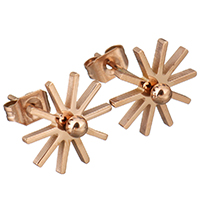 Stainless Steel Stud Earrings, rose gold color plated, for woman, 12x11mm, Sold By Pair