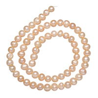 Bulvių išauginti gėlavandenių perlų karoliukai, Gėlo vandens perlų, Bulvė, natūralus, rožinis, 5-6mm, Skylė:Apytiksliai 0.8mm, Parduota už Apytiksliai 15 Inch Strand
