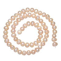 Bulvių išauginti gėlavandenių perlų karoliukai, Gėlo vandens perlų, Bulvė, natūralus, rožinis, Įvertinimas A., 5-6mm, Skylė:Apytiksliai 0.8mm, Parduota už Apytiksliai 14.5 Inch Strand