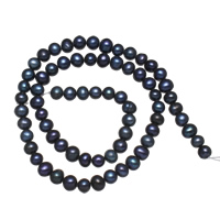 Bulvių išauginti gėlavandenių perlų karoliukai, Gėlo vandens perlų, Bulvė, juodas, 5-6mm, Skylė:Apytiksliai 0.8mm, Parduota už Apytiksliai 13.7 Inch Strand