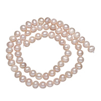 Brambor pěstované sladkovodní perle, Sladkovodní Pearl, přírodní, růžový, 5-6mm, Otvor:Cca 0.8mm, Prodáno za 14.5 inch Strand