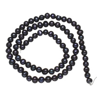 Brambor pěstované sladkovodní perle, Sladkovodní Pearl, černý, 4-5mm, Otvor:Cca 0.8mm, Prodáno za Cca 14.5 inch Strand