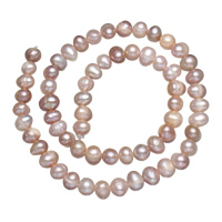 Bulvių išauginti gėlavandenių perlų karoliukai, Gėlo vandens perlų, Bulvė, natūralus, purpurinis, 6-7mm, Skylė:Apytiksliai 0.8mm, Parduota už Apytiksliai 14 Inch Strand