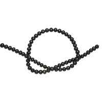 Brambor pěstované sladkovodní perle, Sladkovodní Pearl, černý, třída AAA, 6-7mm, Otvor:Cca 0.8mm, Prodáno za Cca 15.5 inch Strand