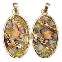 Natural Agate Druzy Pendant Brass with Ice Quartz Agate Flat Oval gold color plated druzy style nickel lead & cadmium free Approx Sold By PC