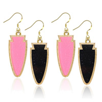 Acrylic Jewelry Earring with Zinc Alloy brass earring hook Fish gold color plated for woman & colorful powder Sold By Lot