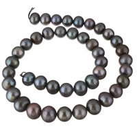 Brambor pěstované sladkovodní perle, Sladkovodní Pearl, modrý, 10-11mm, Otvor:Cca 0.8mm, Prodáno za Cca 15.5 inch Strand