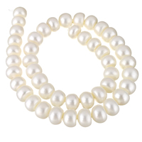 Bulvių išauginti gėlavandenių perlų karoliukai, Gėlo vandens perlų, Bulvė, natūralus, baltas, 10-11mm, Skylė:Apytiksliai 0.8mm, Parduota už Apytiksliai 15 Inch Strand