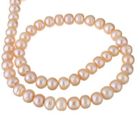 Bulvių išauginti gėlavandenių perlų karoliukai, Gėlo vandens perlų, Bulvė, natūralus, rožinis, 9-10mm, Skylė:Apytiksliai 0.8mm, Parduota už Apytiksliai 15.7 Inch Strand