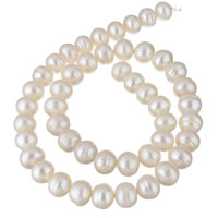 Bulvių išauginti gėlavandenių perlų karoliukai, Gėlo vandens perlų, Bulvė, natūralus, baltas, 10-11mm, Skylė:Apytiksliai 0.8mm, Parduota už Apytiksliai 15.7 Inch Strand
