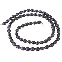 Riso coltivato in perla d'acqua dolce, perla d'acquadolce coltivata naturalmente, nero, 4-5mm, Foro:Appross. 0.8mm, Venduto per Appross. 15 pollice filo