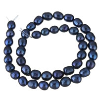 Koraliki Keishi z hodowlanych pereł słodkowodnych, Perła naturalna słodkowodna, niebieski, 8-9mm, otwór:około 0.8mm, sprzedawane na około 15 cal Strand