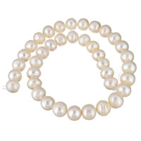 Bulvių išauginti gėlavandenių perlų karoliukai, Gėlo vandens perlų, Bulvė, natūralus, baltas, 12-13mm, Skylė:Apytiksliai 0.8mm, Parduota už Apytiksliai 15 Inch Strand